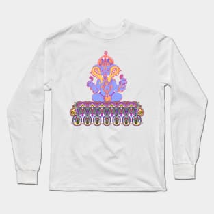 Lord Ganesha Hindu Elephant Head God Paisley Border Long Sleeve T-Shirt